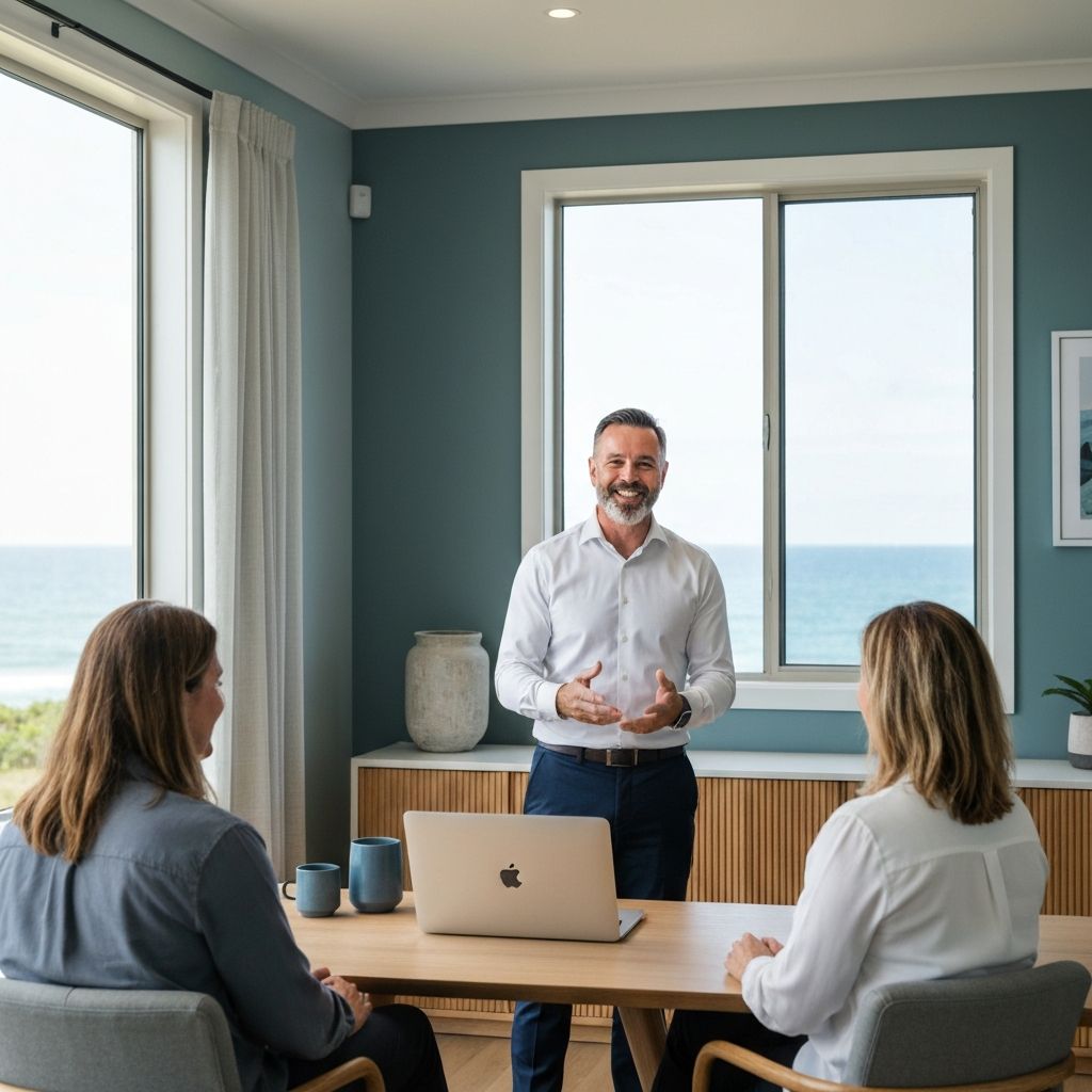 Professional mortgage broker meeting with clients