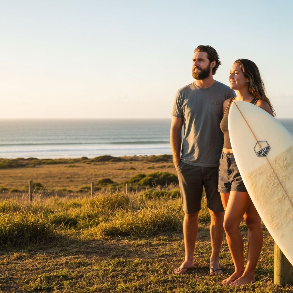 Couple looking at land